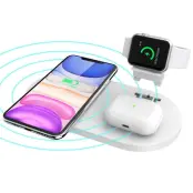 3-i-1 Trådlös Laddare för iPhone/iWatch/AirPods - Vit