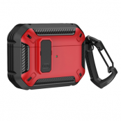 Airpods 4 Skal Carbon Armor med Karbinhake - Röd