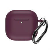 Airpods 4 Skal Silikon med Carabiner - Burgundy