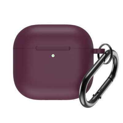 Airpods 4 Skal Silikon med Carabiner - Burgundy