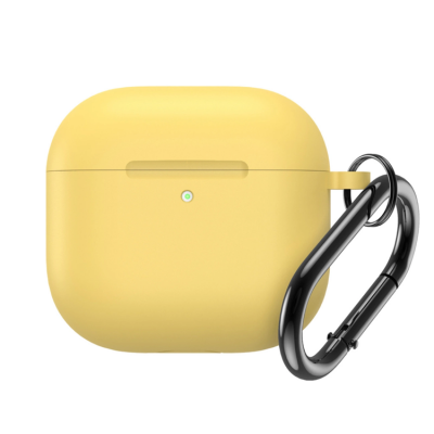 Airpods 4 Skal Silikon med Carabiner - Gul