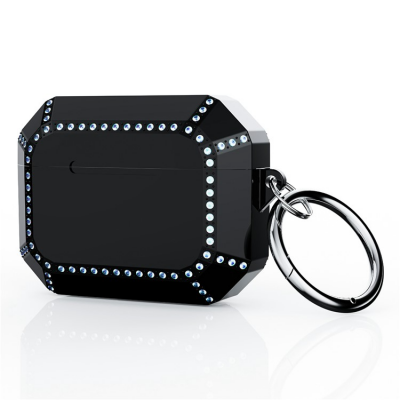 Airpods Pro 2 Skal Rhinestone Shockproof - Solid Svart