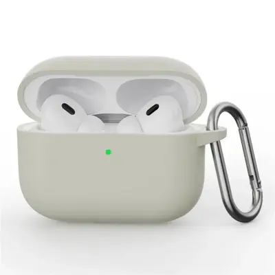 Airpods Pro 3 Skal Silikon med Karbinhake - Antique Vit