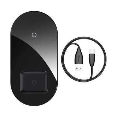 Baseus 2in1 Trådlös Laddarre Qi 15W För Smartphones / Airpods - Svart