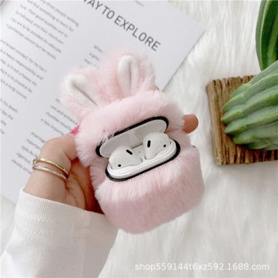 Fluffig Kanin skal till Apple Airpods 3 - Rosa