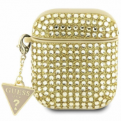 Guess AirPods 1/2 Skal Rhinestone Triangle Charm - Guld