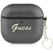Guess AirPods 4 Skal Metallic Script Charm - Svart