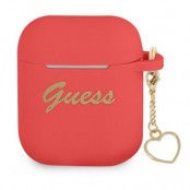 Guess AirPods Skal Silicone Charm Heart - Röd