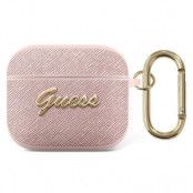 Guess Saffiano Script Metal Collection Skal AirPods 3 - Rosa
