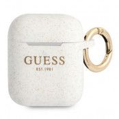 Guess Silicone Glitter Skal AirPods - Vit