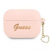 Guess Silicone Heart Charm Collection Skal Airpods Pro - Rosa