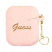 Guess Silicone Heart Charm Collection Skal Airpods - Rosa