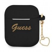 Guess Silicone Heart Charm Collection Skal Airpods - Svart