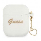 Guess Silicone Heart Charm Collection Skal Airpods - Vit