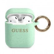 Guess Skal AirPods Silicone Glitter - Grön