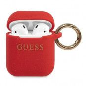 Guess Skal AirPods Silicone Glitter - Röd