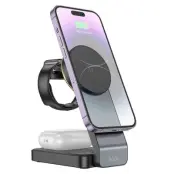 HOCO 3-in-1 Trådlös laddare iPhone - Apple Watch - Airpods - Svart