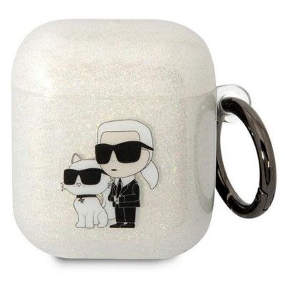 KARL LAGERFELD AirPods 1/2 Skal Gliter Karl&Choupette - Clear
