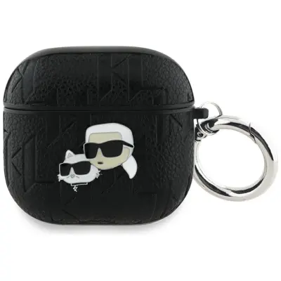 Karl Lagerfeld AirPods 4 Skal Monogram Karl&Choupette Head (Svart)