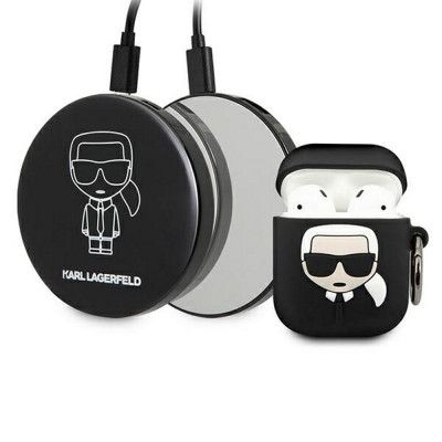Karl Lagerfeld Svart AirPods Fodral med 2000mAh Powerbank Iconic