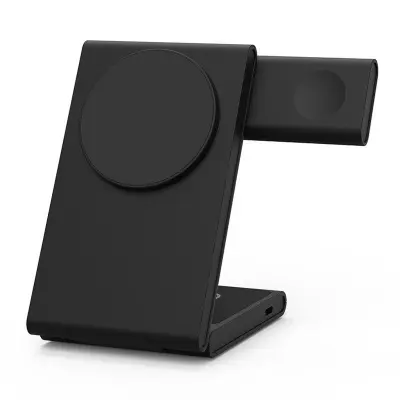 M5 Fällbar 15W Laddningsställ för iPhone 12-15 / iWatch / AirPods - Svart