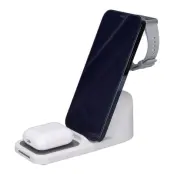 T8 Pro 3-i-1 Trådlös Laddare för iPhone/iWatch/AirPods 15W - Vit
