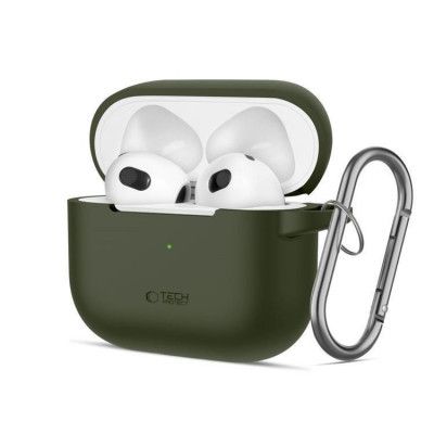 Tech-Protect Apple Airpods 3 Skal Silikon Hook - Olivgrön
