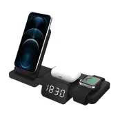 Trådlös Laddare För iPhone,Apple Watch,Airpods Med Time Display - Svart