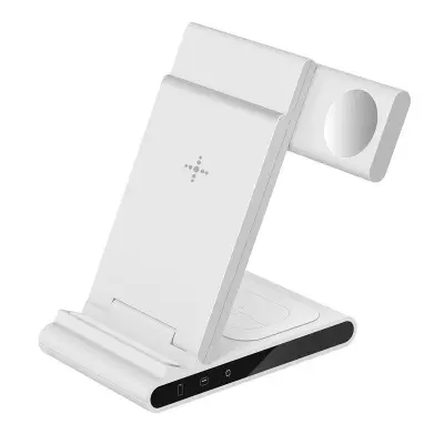 X1 3-i-1 Fällbar Trådlös Laddare för iPhone, iWatch, AirPods - Vit