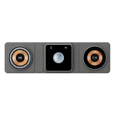 XH-X8 3-i-1 15W Trådlös Laddare för iPhone, iWatch, AirPods, Fällbar