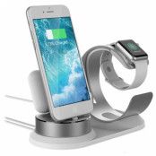 3-in-1 Hållare / Dockningsstation till iPhone, AirPods, Apple Watch - Silver