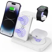 3in1 Trådlös Laddare Apple Watch, iPhone, Airpods 15W - Vit
