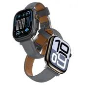 AmazingThing Apple Watch 45/46/49mm Armband Class Läder - Grå