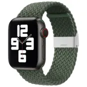 Apple Watch 2/3/4/5/6/7/SE (38/40/41mm) Armband Braided Tyg - Grön