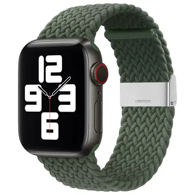 Apple Watch 2/3/4/5/6/7/SE (38/40/41mm) Armband Braided Tyg - Grön