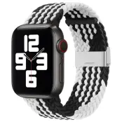 Apple Watch 2/3/4/5/6/7/SE (38/40/41mm) Armband Braided Tyg - Svart/Vit