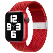 Apple Watch 2/3/4/5/6/7/SE (42/44/45mm) Armband Braided Tyg - Röd