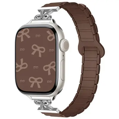 Apple Watch 42/44/45/46/49mm Armband Magnetic Bowknot - Chocolate