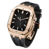 Apple Watch 7/8/9 (45mm) Luxury Band Armor Stainless Steel - Rosa Guld/Svart