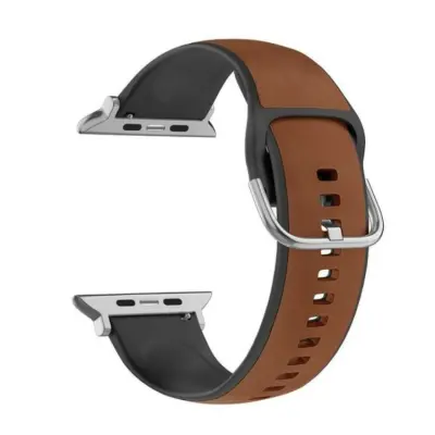 Beline Apple Watch (38/40/41mm) Armband Silikon Läder - Brun