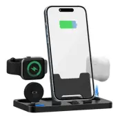 GY-Z17 3-i-1 Skrivbordsladdare 15W Trådlös för Apple Watch, AirPods, iPhone
