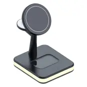 JJT-991 4-i-1 magnetisk trådlös laddare för iPhone/Apple Watch/AirPods - Svart