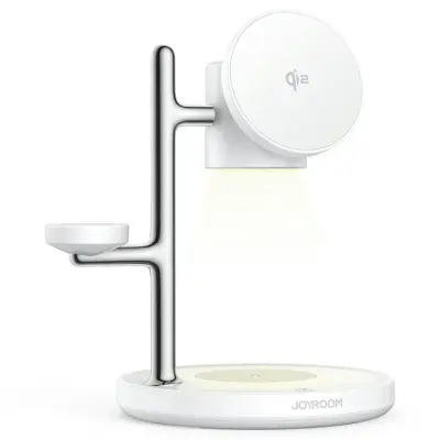 JOYROOM Qi2 Magnetisk Trådlös Laddare iPhone, Apple Watch, Airpods - Vit