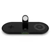 K1000 4-i-1 Qi Trådlös Snabbladdare Dockningsstation för Apple Watch - Svart