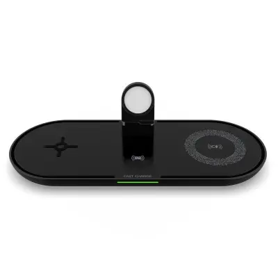 K1000 4-i-1 Qi Trådlös Snabbladdare Dockningsstation för Apple Watch - Svart