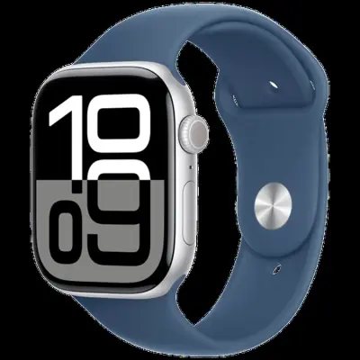 (NY) Apple Watch Series 10 46mm (GPS) Silver (Rubber Band M/L) (Blå ) (Blå )