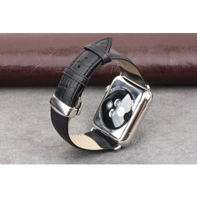 Qialino Watchband i äkta läder till Apple Watch 38mm - Svart