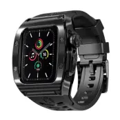 Shellbox Apple Watch 44mm Armband Silikon Metal - Svart