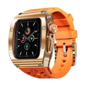 SHELLBOX Apple Watch 44mm SE Armband Silikon Metal - Orange/Rosa