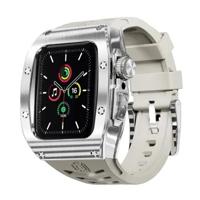 SHELLBOX Apple Watch 44mm Series 4 Armband Silikon Metal - Vit